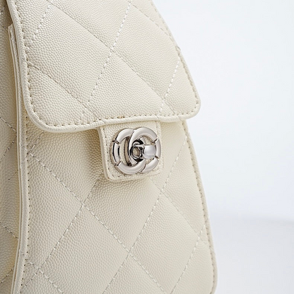 Genuine Leather Caviar Pattern Large Capacity Bucket Crossbody Bag