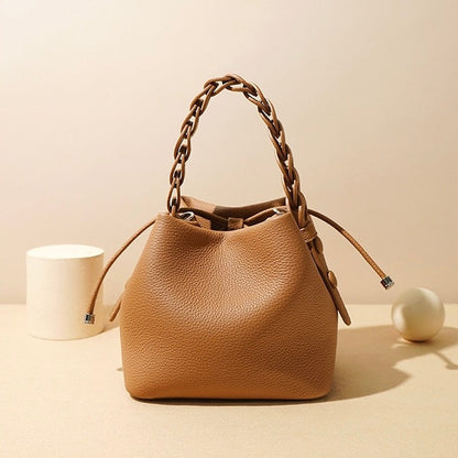 Leather Versatile Commuting Bucket Bag