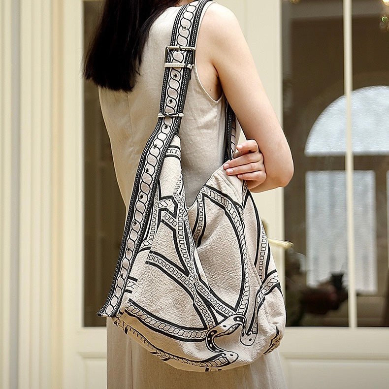 Print Slouchy Large Capacity Lightweight Shoulder Bag