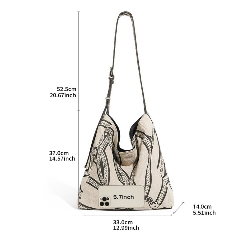 Print Slouchy Large Capacity Lightweight Shoulder Bag