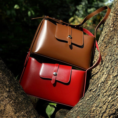 Elegant Versatile Handheld Shoulder Leather Bag