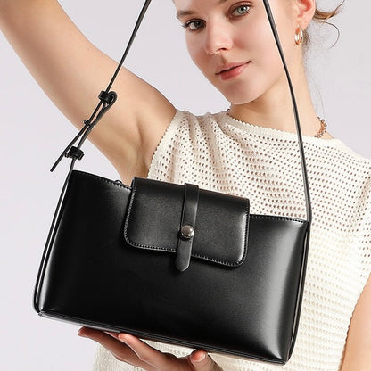 Elegant Versatile Handheld Shoulder Leather Bag