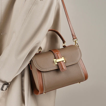 Luxe Leather Structured Top Handle Crossbody Bag
