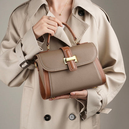 Luxe Leather Structured Top Handle Crossbody Bag