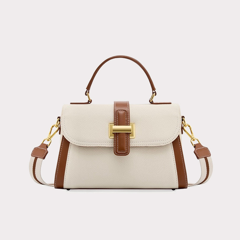 Luxe Leather Structured Top Handle Crossbody Bag
