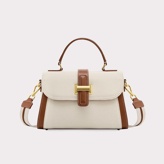 Luxe Leather Structured Top Handle Crossbody Bag