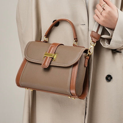 Luxe Leather Structured Top Handle Crossbody Bag