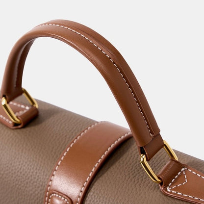 Luxe Leather Structured Top Handle Crossbody Bag