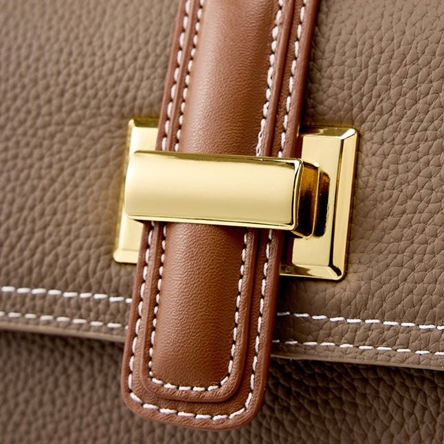 Luxe Leather Structured Top Handle Crossbody Bag