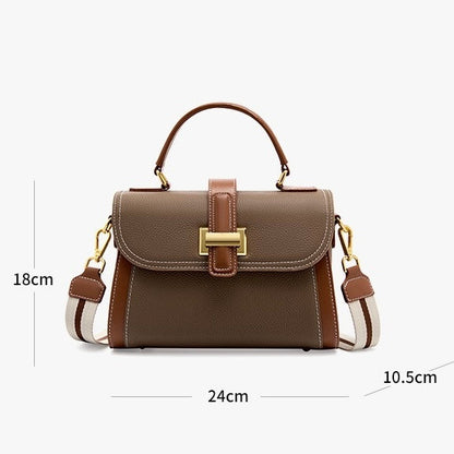 Luxe Leather Structured Top Handle Crossbody Bag