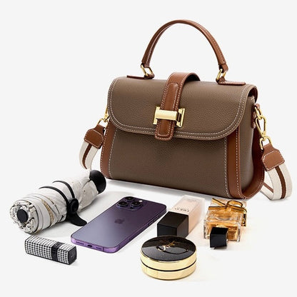 Luxe Leather Structured Top Handle Crossbody Bag