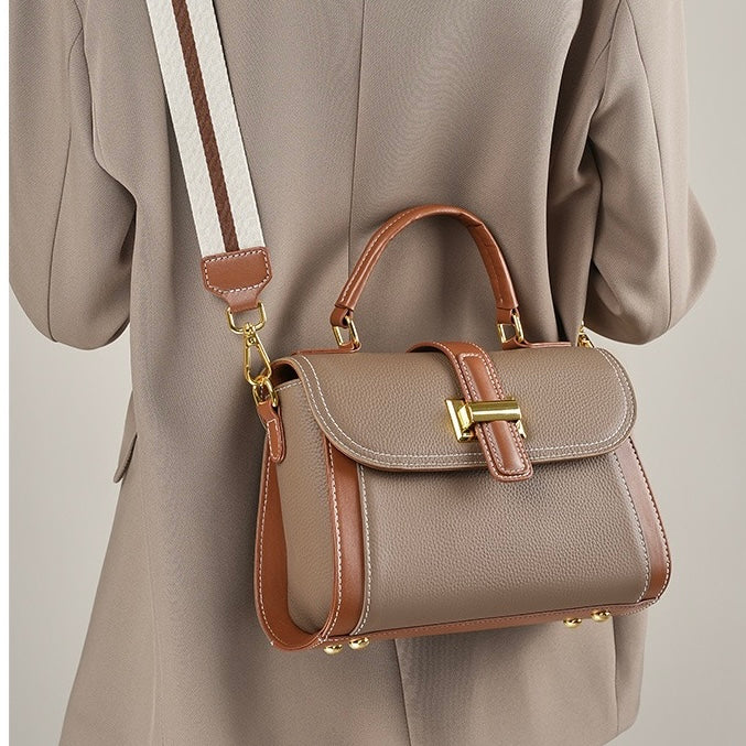 Luxe Leather Structured Top Handle Crossbody Bag