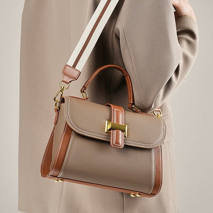 Luxe Leather Structured Top Handle Crossbody Bag