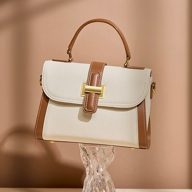 Luxe Leather Structured Top Handle Crossbody Bag