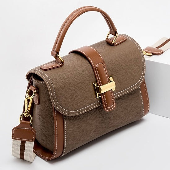 Luxe Leather Structured Top Handle Crossbody Bag