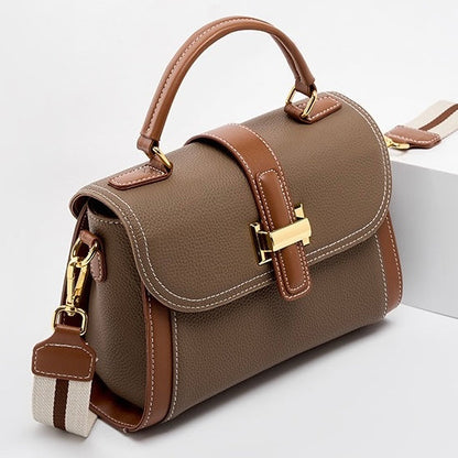 Luxe Leather Structured Top Handle Crossbody Bag