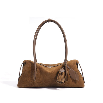 Matte Tassel Pendant Shoulder Pillow Bag