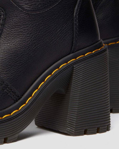 Black Leather Tall Heeled Boots