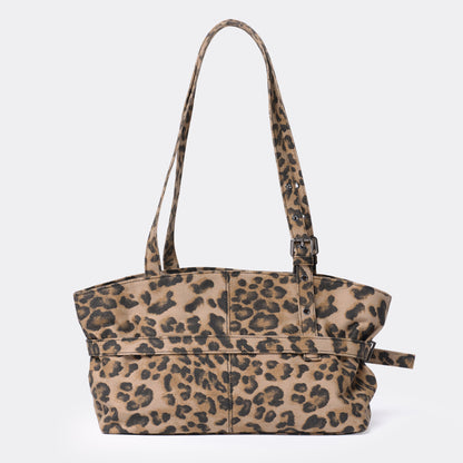 Belt Shoulder Bag - Denim Leopard
