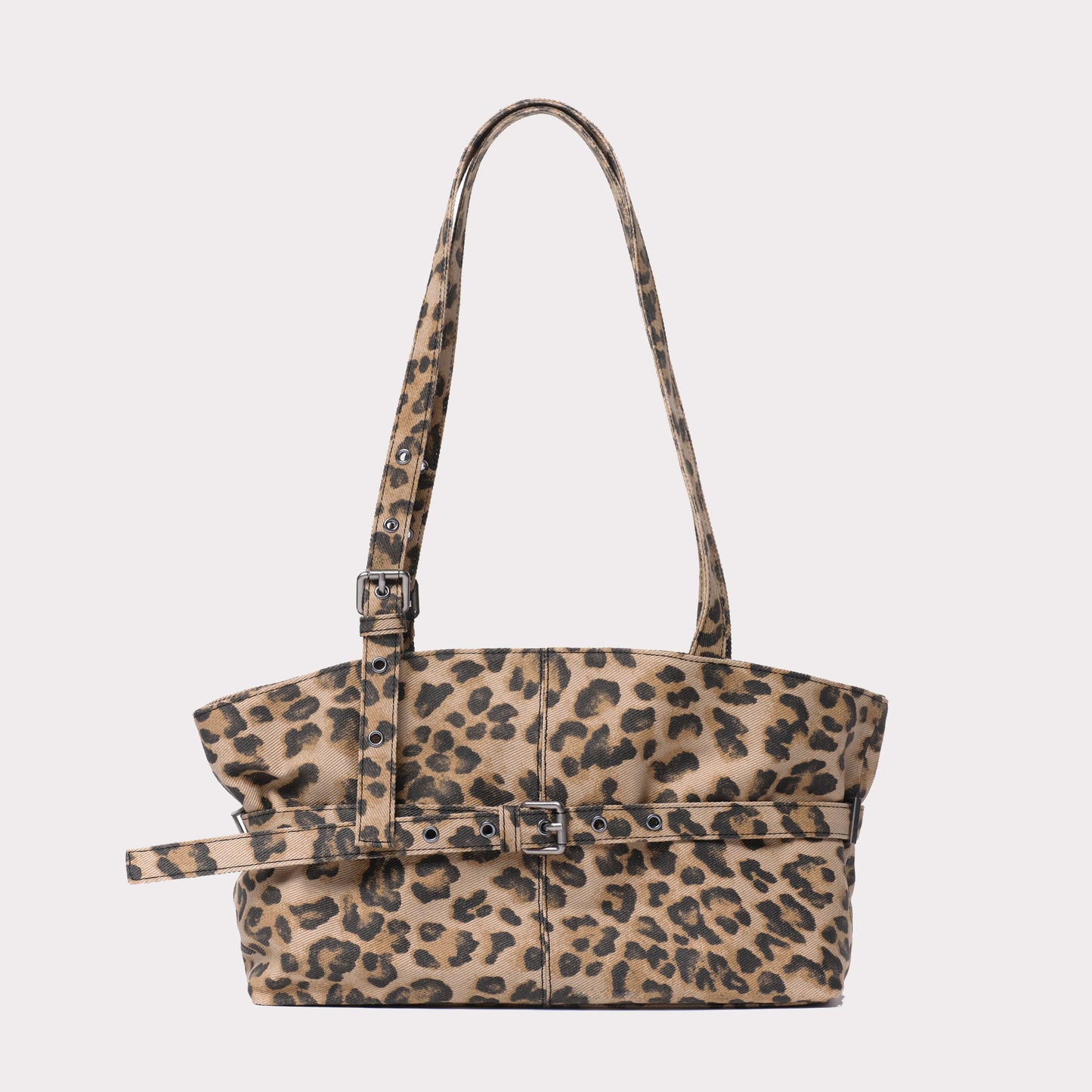 Belt Shoulder Bag - Denim Leopard