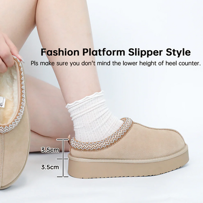 Platform Suede Braided Fluffy Slipper Shoes