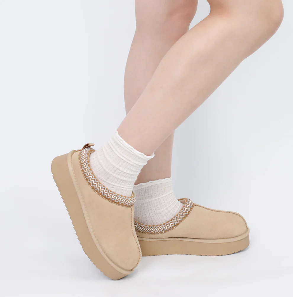 Platform Suede Braided Fluffy Slipper Shoes