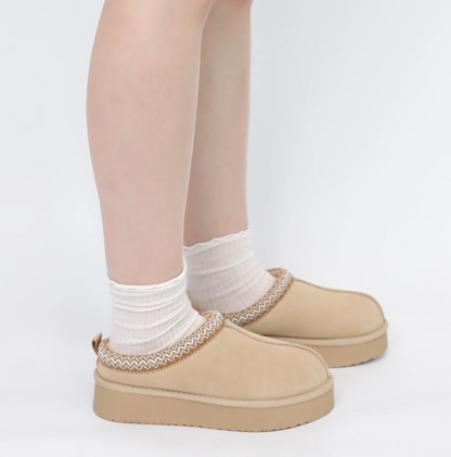 Platform Suede Braided Fluffy Slipper Shoes