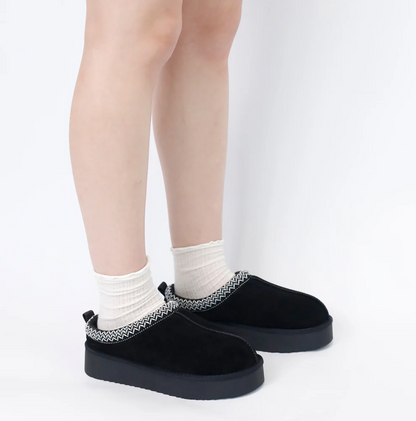 Platform Suede Braided Fluffy Slipper Shoes
