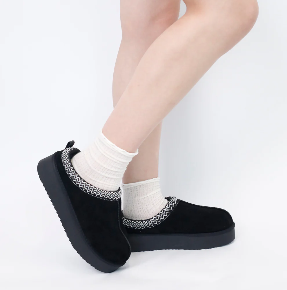 Platform Suede Braided Fluffy Slipper Shoes