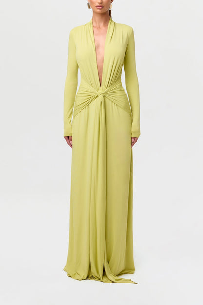 Smooth Plunge Drape Tie Dress