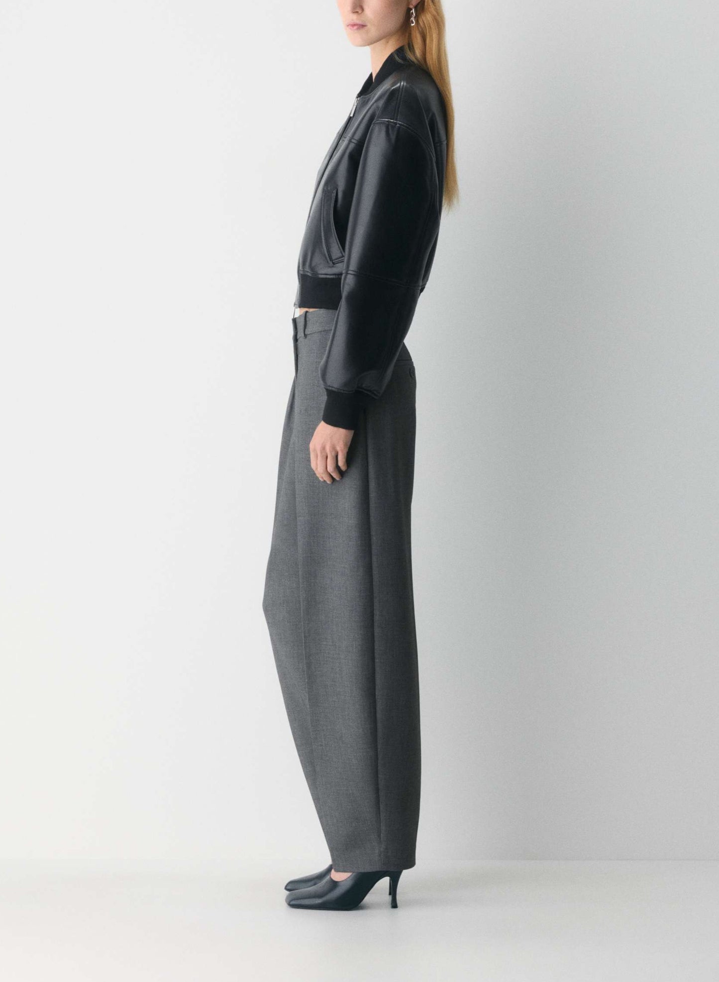 Leather Bomber Jacket - Black