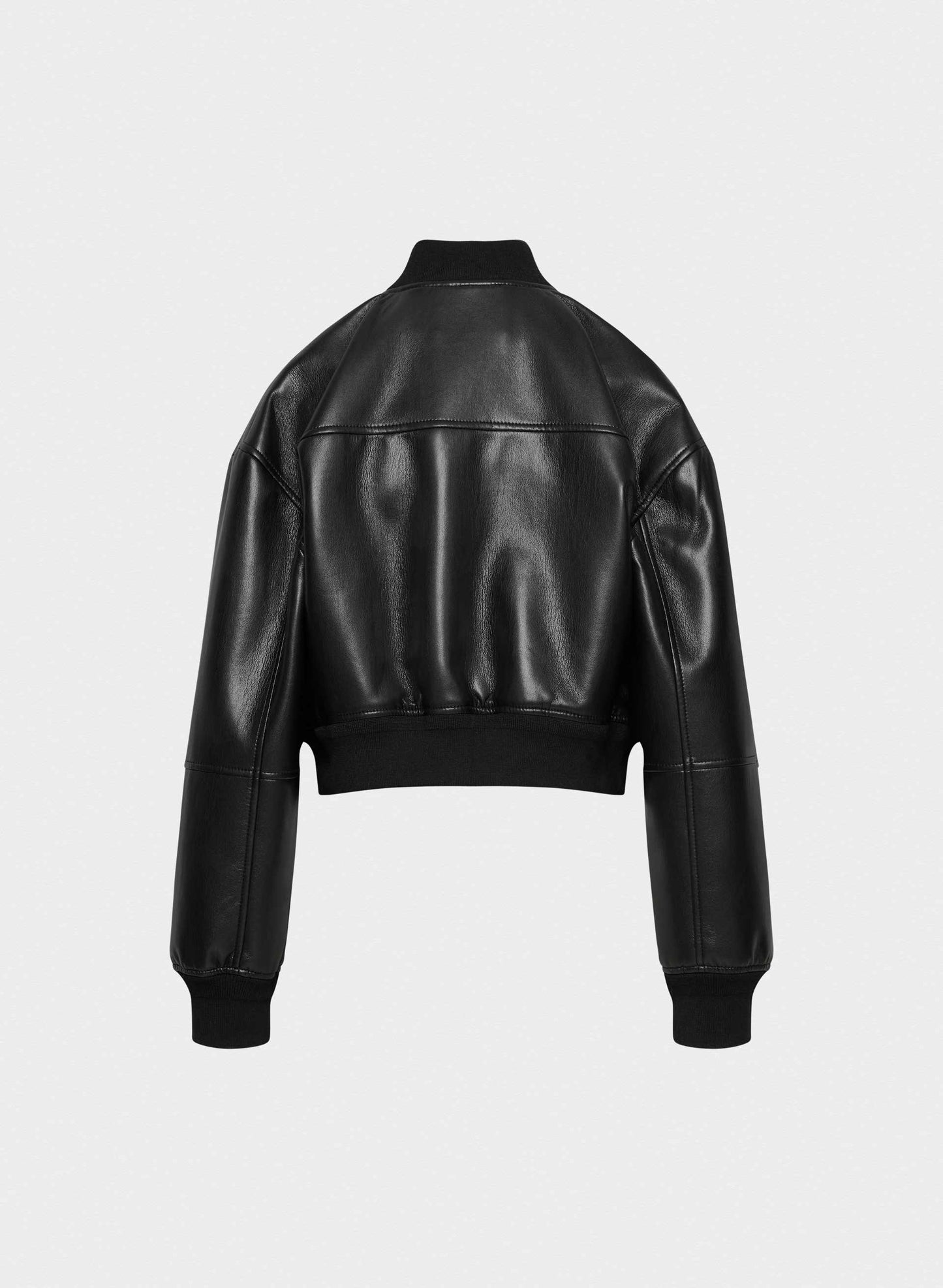 Leather Bomber Jacket - Black
