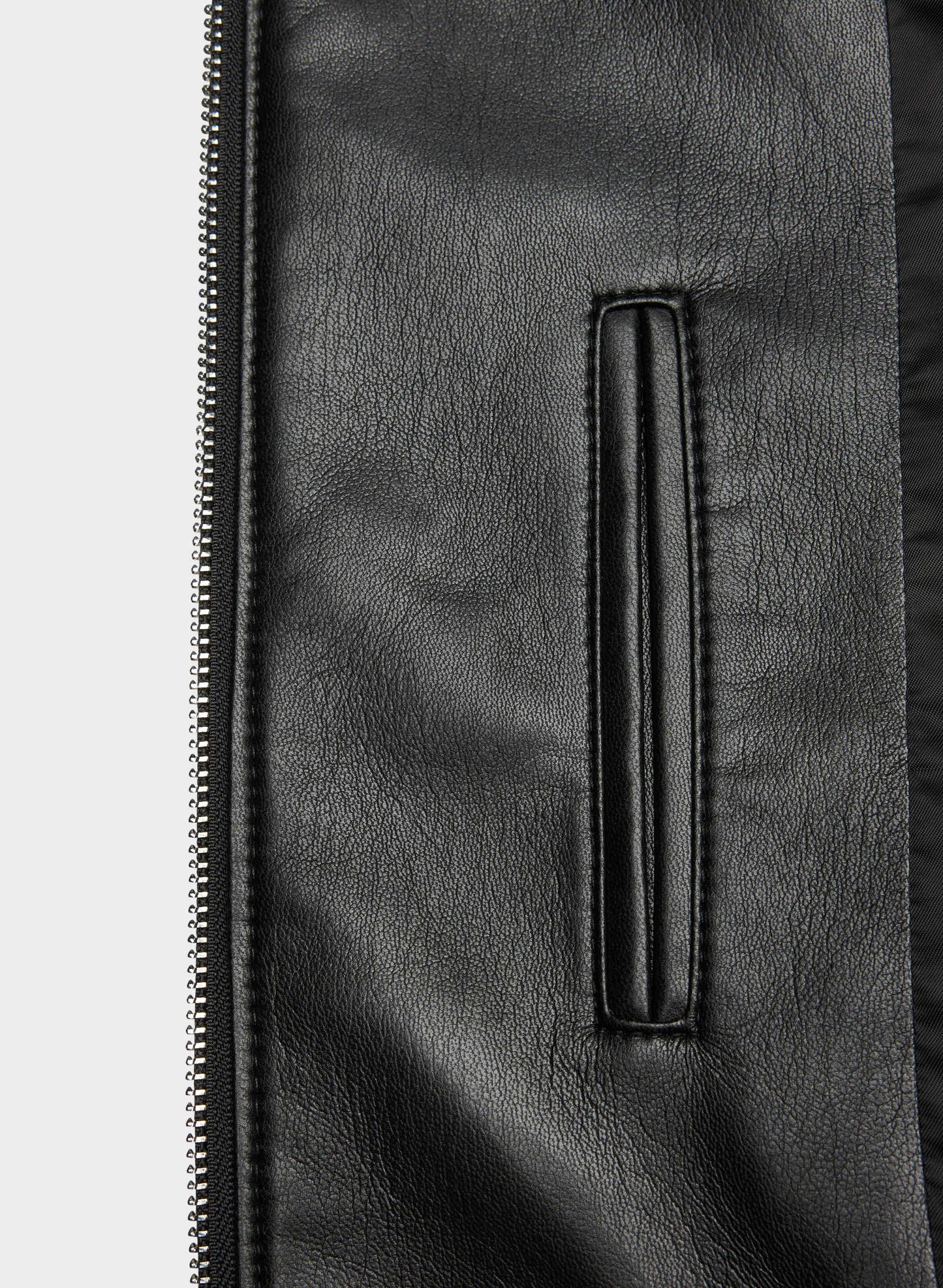 Leather Bomber Jacket - Black