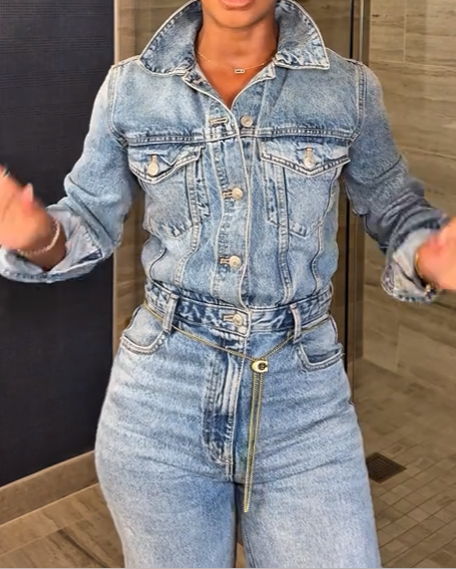 Distressed Vintage Denim Jumpsuit