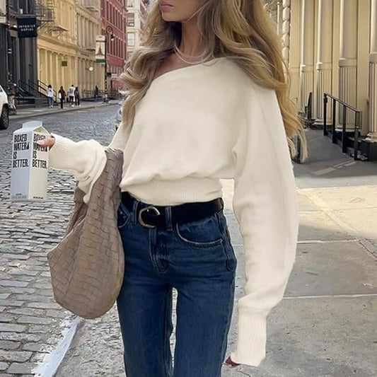 Off The Shoulder Ribbed Knit Sweater