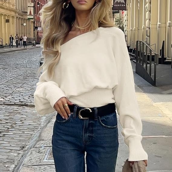 Off The Shoulder Ribbed Knit Sweater
