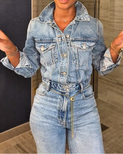 Distressed Vintage Denim Jumpsuit