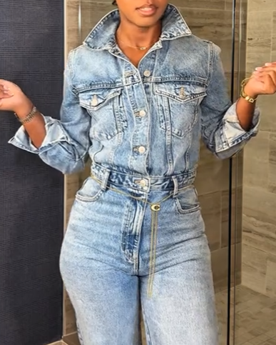Distressed Vintage Denim Jumpsuit