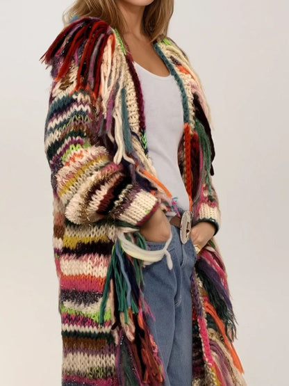 Rainbow Fringed Cardigan Sweater
