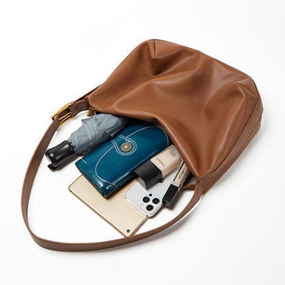Solid Color Large Capacity Leather Tote Bag