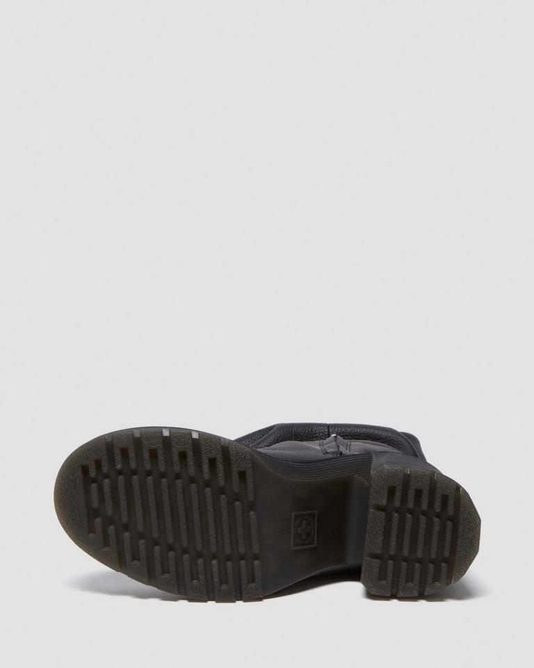 Black Leather Tall Heeled Boots