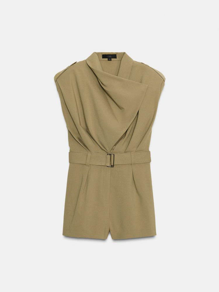 Pad And Belt Short Jumpsuit