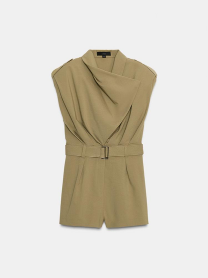 Pad And Belt Short Jumpsuit