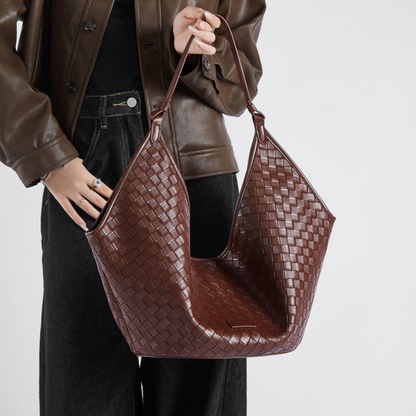 Women's Genuine Leather Woven Commuter Bag