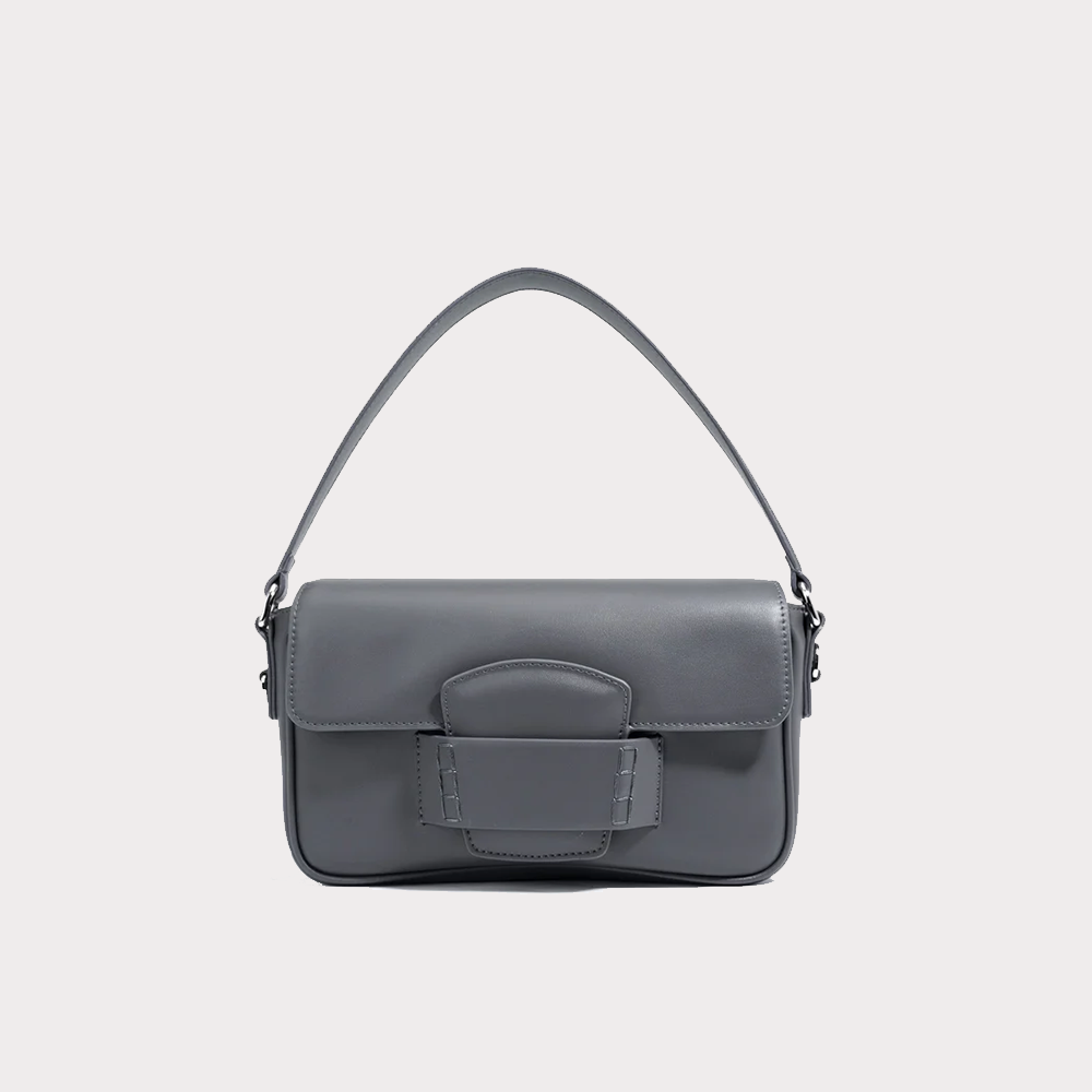 Leather Small Square Shoulder Bag – Minimalist Flap