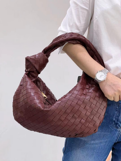 Lambskin Knotted Braided Leather Handbag