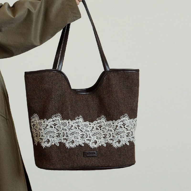 Lace Woolen Tote Bag