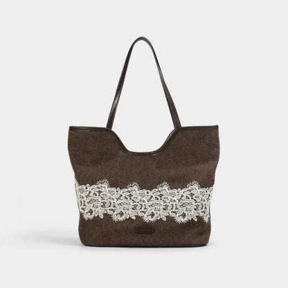 Lace Woolen Tote Bag