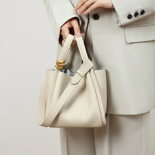 Women's Leather Mini Picnic Crossbody Bucket Bag