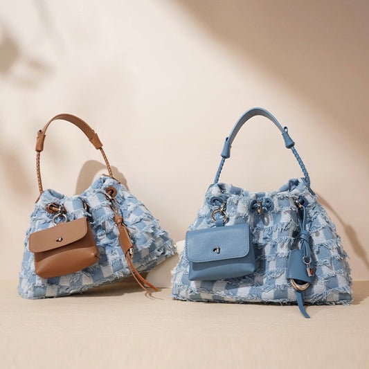 Denim Colorblock Crossbody Shoulder Bag
